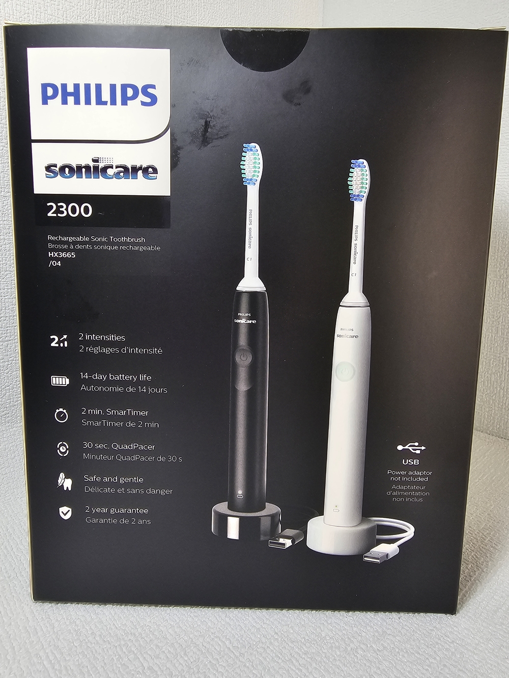 Philips Sonicare 2300 Electric Toothbrush Pair in White & Black - Picture 2 of 9